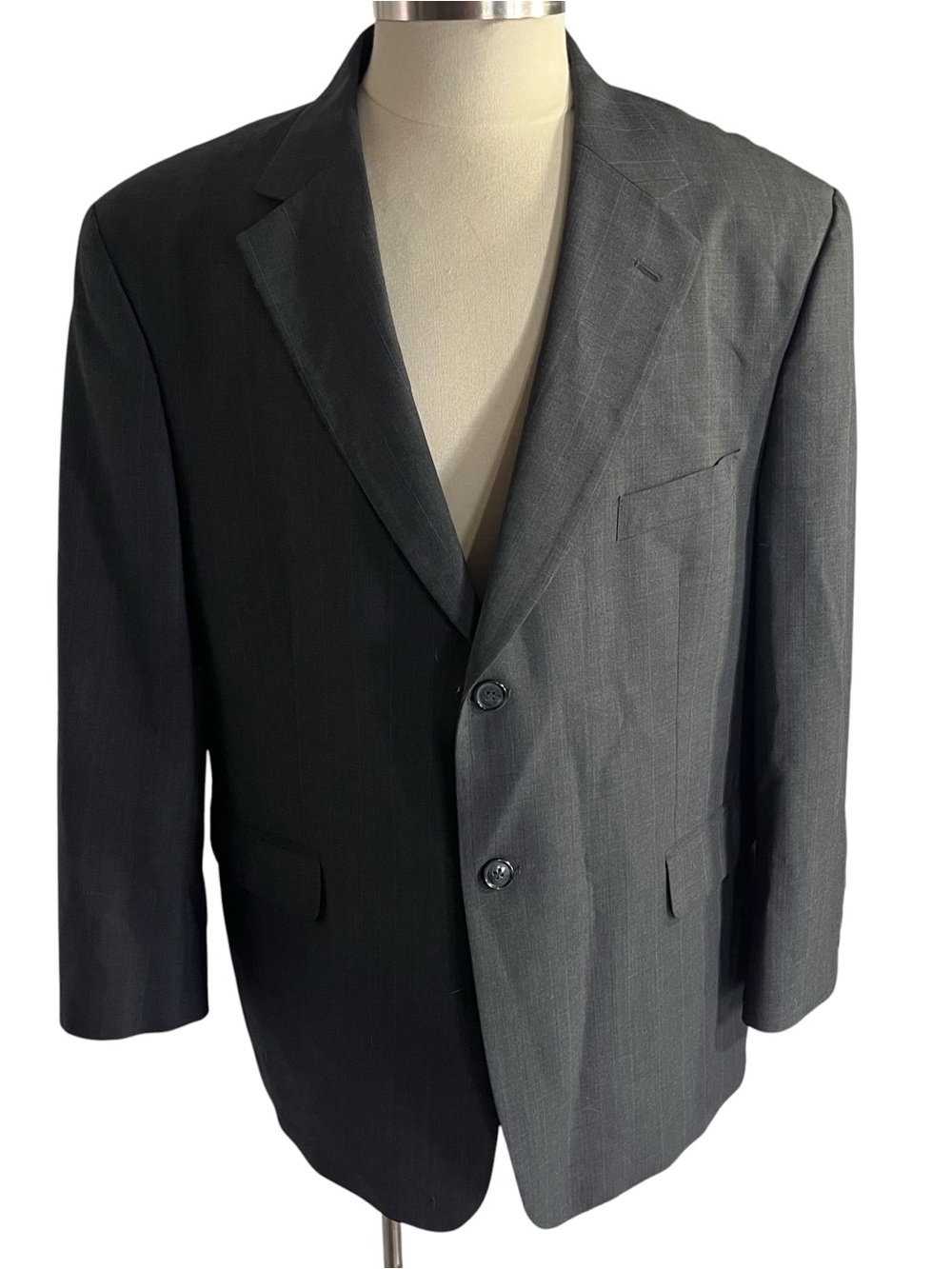 Stafford Washable Mens Grey Striped 2 Button Suit Jacket Sz 46S Sports Coat